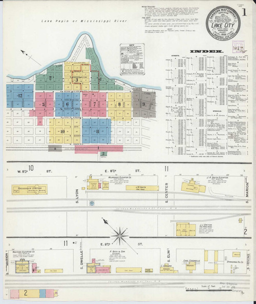 Lake City Minnesota 1909 - Fire Insurance Index - Old Map Reprint