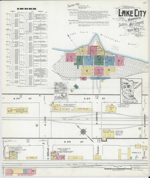 Lake City Minnesota 1921 - Fire Insurance Index - Old Map Reprint