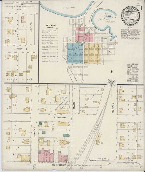 Lake Crystal Minnesota 1894 - Fire Insurance Index - Old Map Reprint