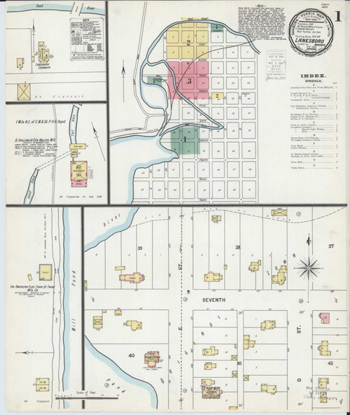 Lanesboro Minnesota 1900 - Fire Insurance Index - Old Map Reprint