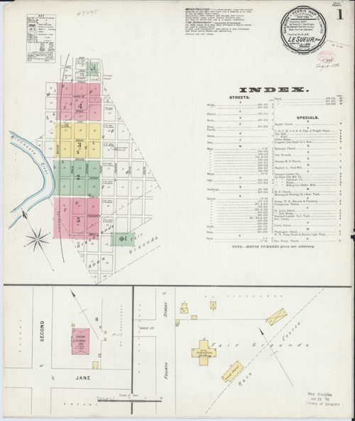 Le Sueur Minnesota 1896 - Fire Insurance Index - Old Map Reprint