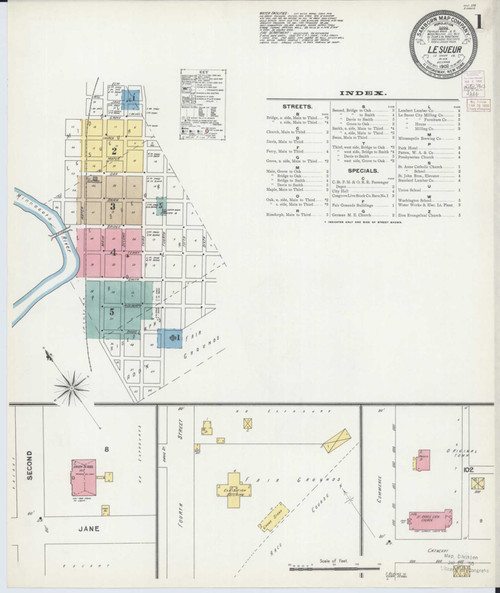 Le Sueur Minnesota 1902 - Fire Insurance Index - Old Map Reprint