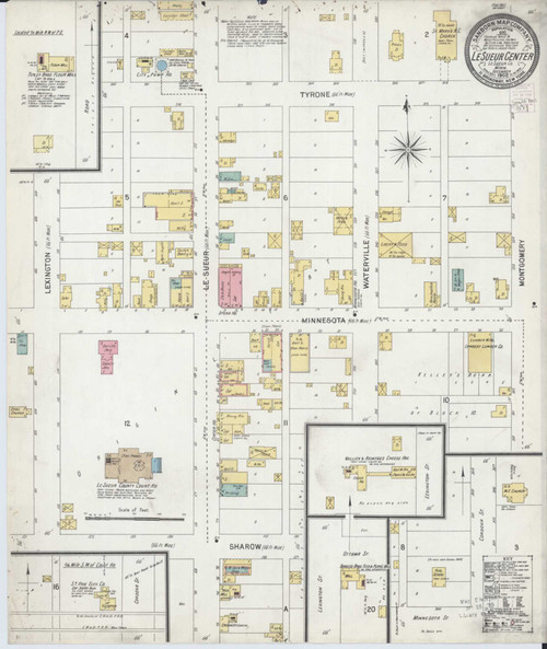 Le Sueur Center Minnesota 1902 - Fire Insurance Index - Old Map Reprint