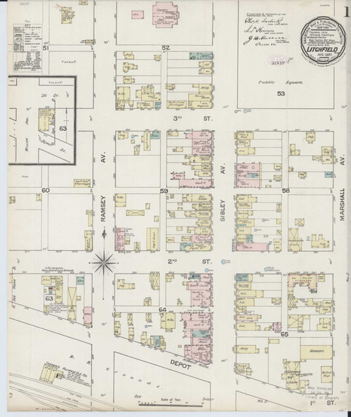 Litchfield Minnesota 1887 - Fire Insurance Index - Old Map Reprint