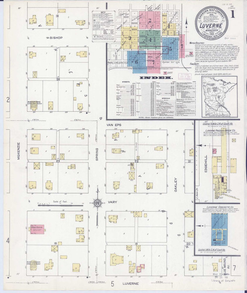Luverne Minnesota 1913 - Fire Insurance Index - Old Map Reprint