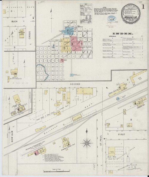Madelia Minnesota 1894 - Fire Insurance Index - Old Map Reprint