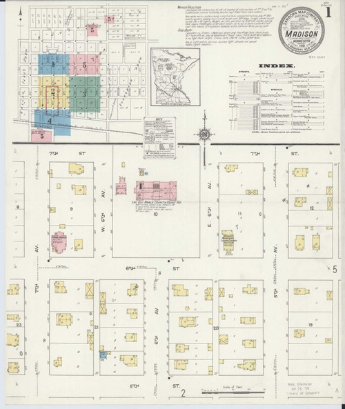 Madison Minnesota 1913 - Fire Insurance Index - Old Map Reprint
