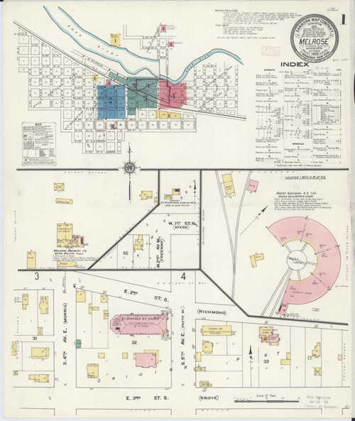 Melrose Minnesota 1909 - Fire Insurance Index - Old Map Reprint