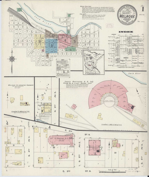Melrose Minnesota 1914 - Fire Insurance Index - Old Map Reprint
