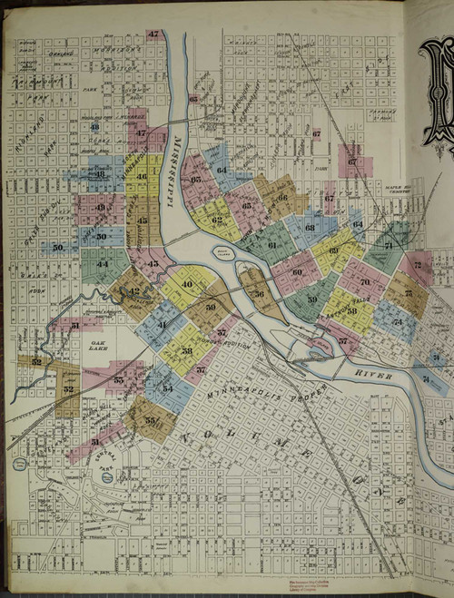 Minneapolis Minnesota 1885 V2 - Fire Insurance Index - Old Map Reprint