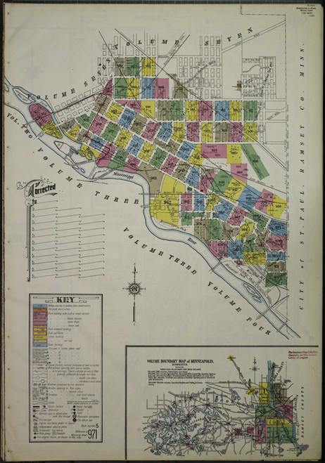 Minneapolis Minnesota 1912 V8 - Fire Insurance Index - Old Map Reprint