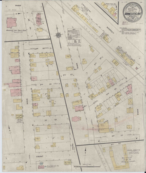 Minnesota Lake Minnesota 1910 - Fire Insurance Index - Old Map Reprint