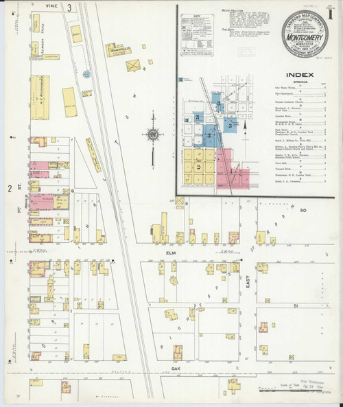 Montgomery Minnesota 1910 - Fire Insurance Index - Old Map Reprint