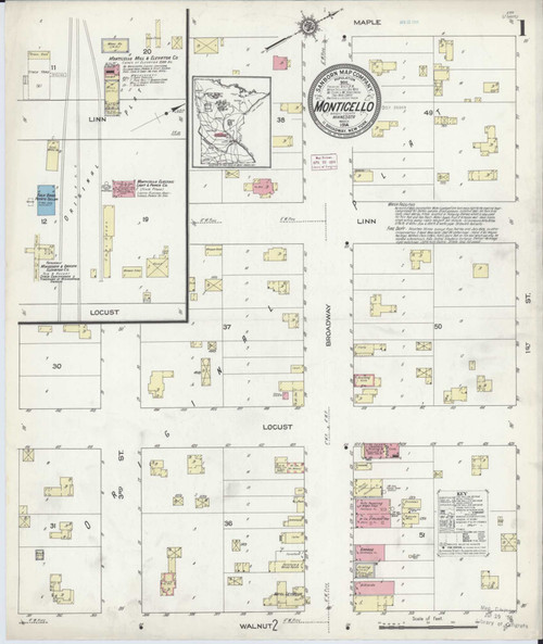 Monticello Minnesota 1914 - Fire Insurance Index - Old Map Reprint