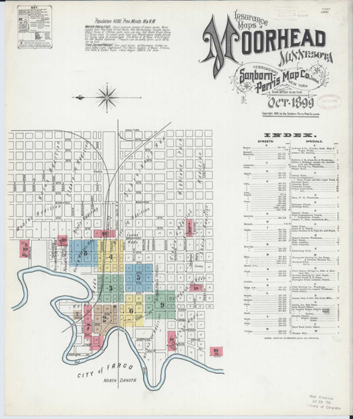Moorhead Minnesota 1899 - Fire Insurance Index - Old Map Reprint