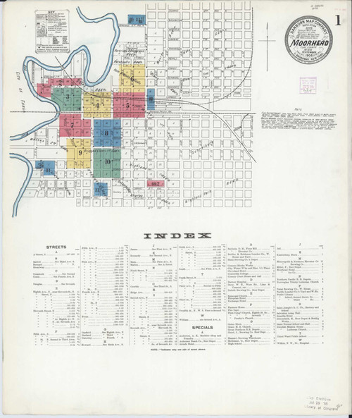 Moorhead Minnesota 1906 - Fire Insurance Index - Old Map Reprint