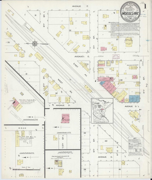 Moose Lake Minnesota 1914 - Fire Insurance Index - Old Map Reprint