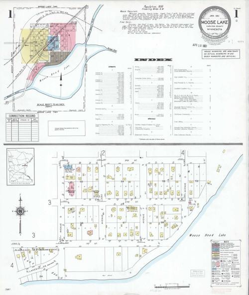 Moose Lake Minnesota 1951 - Fire Insurance Index - Old Map Reprint