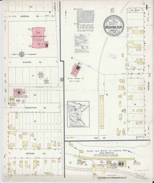 Mountain Iron Minnesota 1912 - Fire Insurance Index - Old Map Reprint