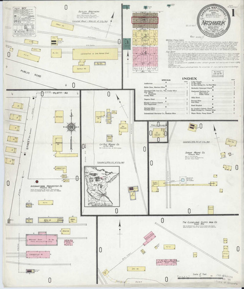 Nashwauk Minnesota 1921 - Fire Insurance Index - Old Map Reprint