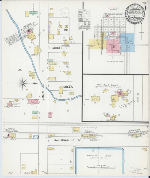New Prague Minnesota 1892 - Fire Insurance Index - Old Map Reprint