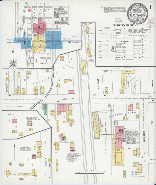 New Prague Minnesota 1904 - Fire Insurance Index - Old Map Reprint