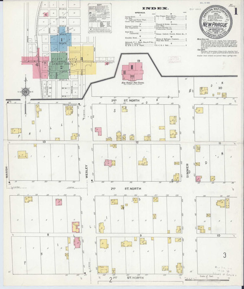 New Prague Minnesota 1910 - Fire Insurance Index - Old Map Reprint