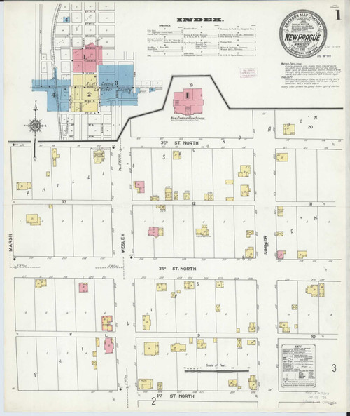 New Prague Minnesota 1911 - Fire Insurance Index - Old Map Reprint
