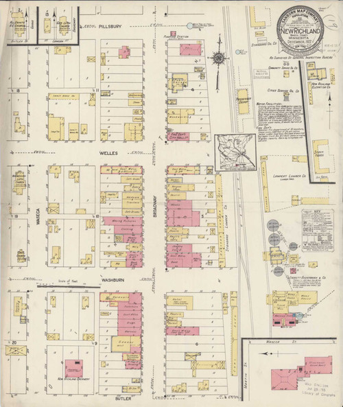 New Richland Minnesota 1922 - Fire Insurance Index - Old Map Reprint