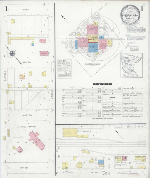 Perham Minnesota 1929 - Fire Insurance Index - Old Map Reprint