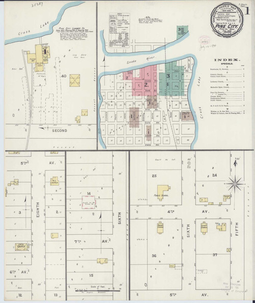 Pine City Minnesota 1894 - Fire Insurance Index - Old Map Reprint