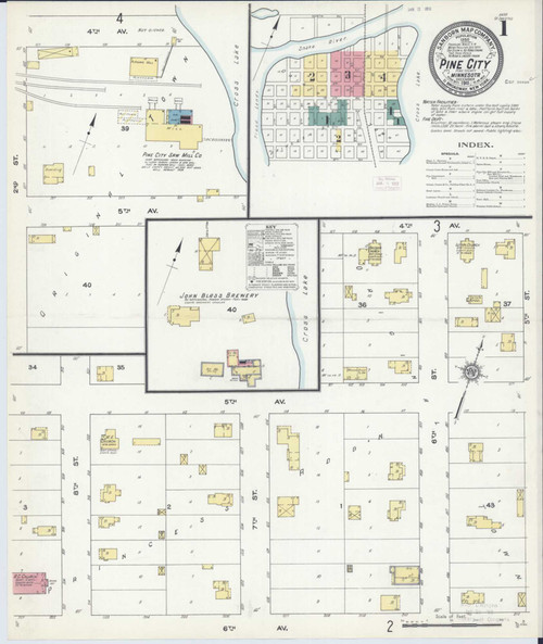 Pine City Minnesota 1911 - Fire Insurance Index - Old Map Reprint