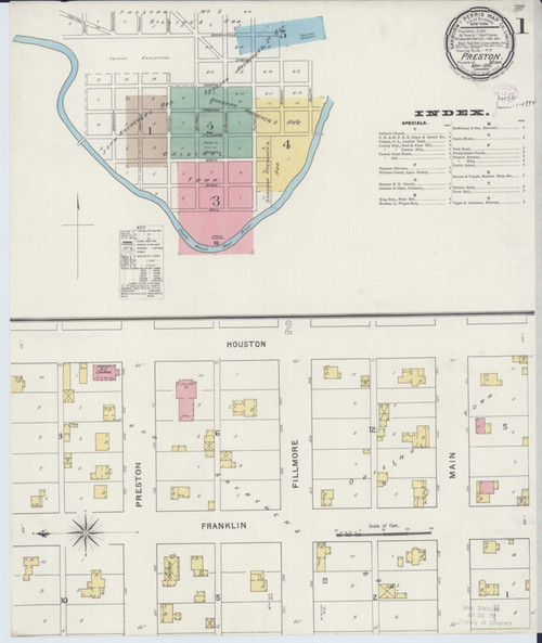 Preston Minnesota 1894 - Fire Insurance Index - Old Map Reprint