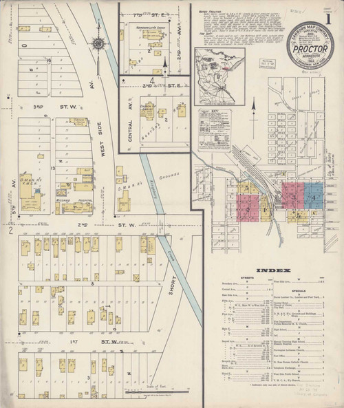 Proctor Minnesota 1922 - Fire Insurance Index - Old Map Reprint