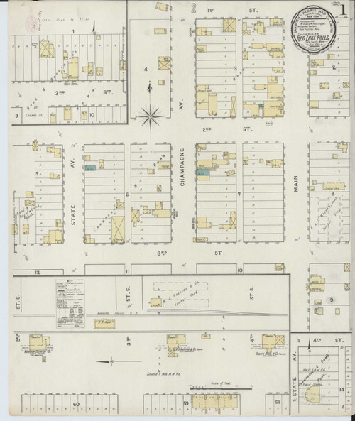 Red Lake Falls Minnesota 1894 - Fire Insurance Index - Old Map Reprint
