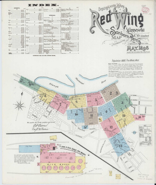 Red Wing Minnesota 1895 - Fire Insurance Index - Old Map Reprint