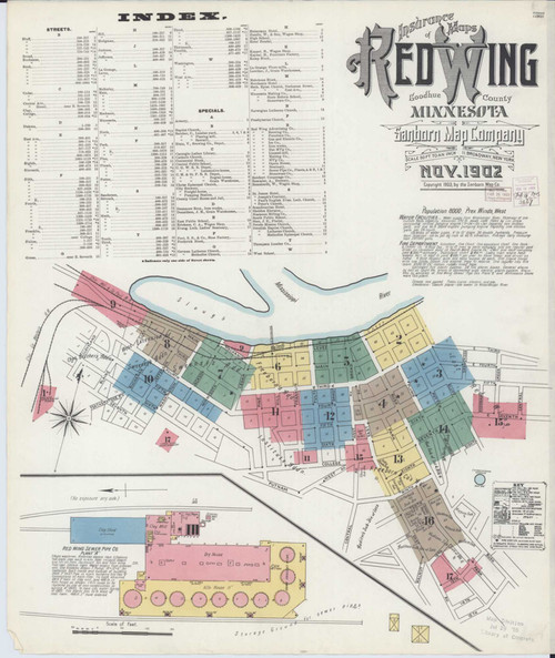 Red Wing Minnesota 1902 - Fire Insurance Index - Old Map Reprint