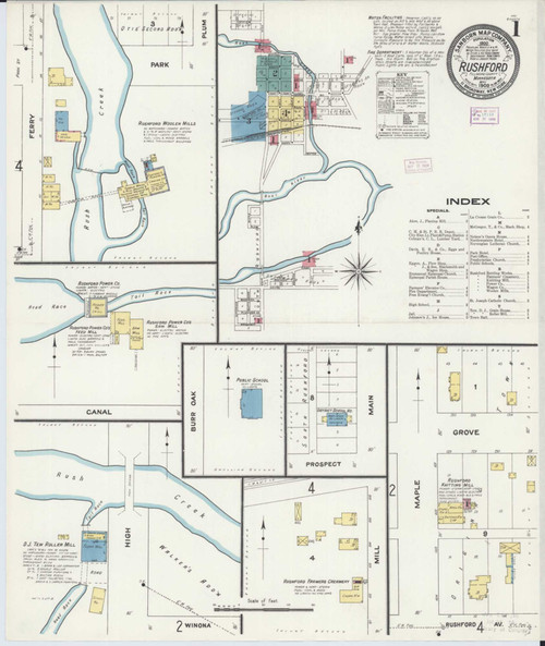 Rushford Minnesota 1909 - Fire Insurance Index - Old Map Reprint