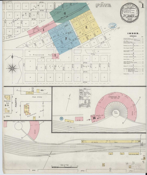 Saint James Minnesota 1894 - Fire Insurance Index - Old Map Reprint
