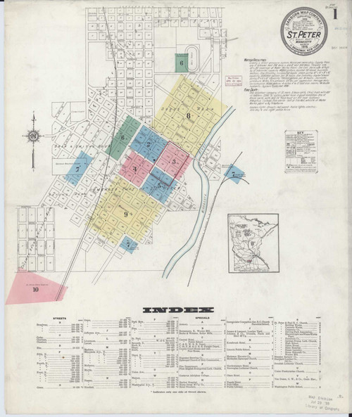 Saint Peter Minnesota 1914 - Fire Insurance Index - Old Map Reprint