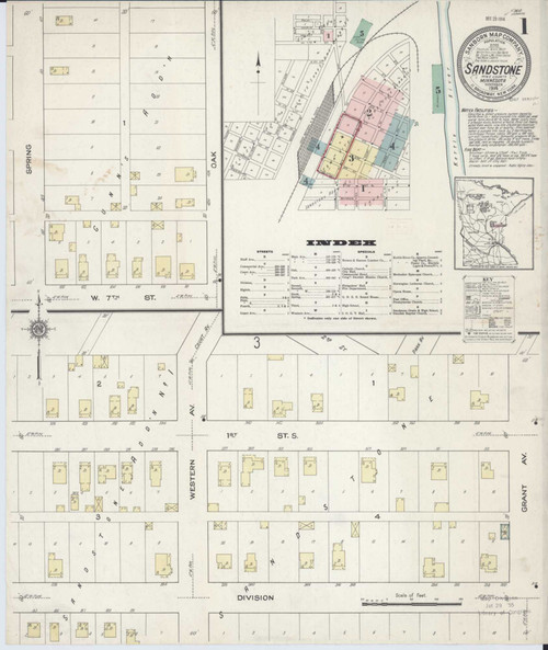 Sandstone Minnesota 1914 - Fire Insurance Index - Old Map Reprint