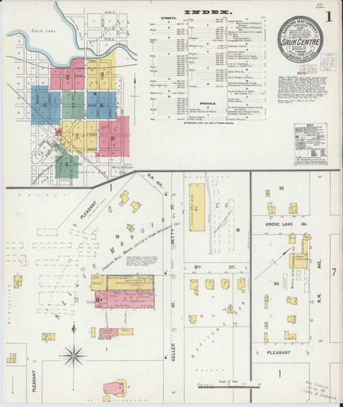 Sauk Centre Minnesota 1903 - Fire Insurance Index - Old Map Reprint