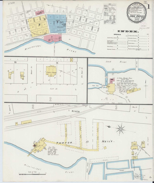 Sauk Rapids Minnesota 1894 - Fire Insurance Index - Old Map Reprint
