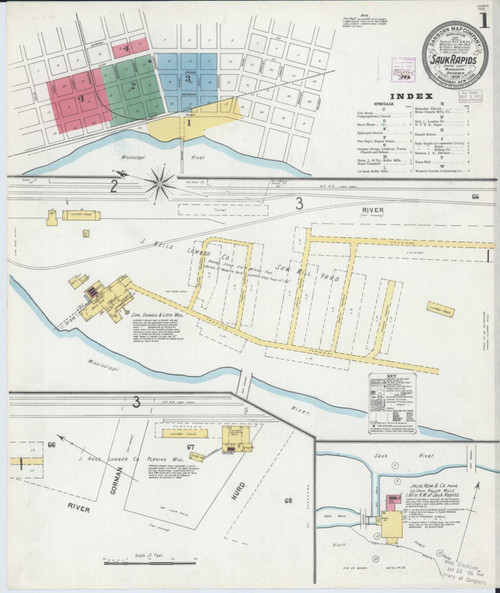 Sauk Rapids Minnesota 1904 - Fire Insurance Index - Old Map Reprint