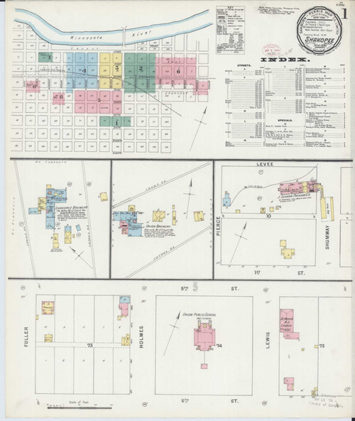 Shakopee Minnesota 1895 - Fire Insurance Index - Old Map Reprint