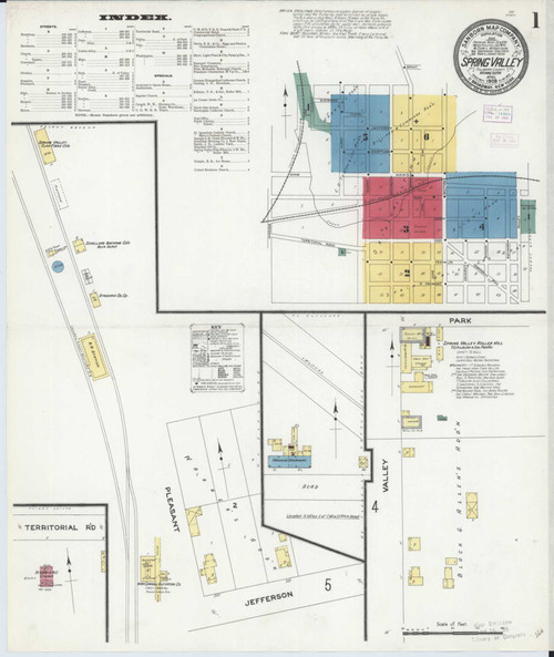 Spring Valley Minnesota 1909 - Fire Insurance Index - Old Map Reprint