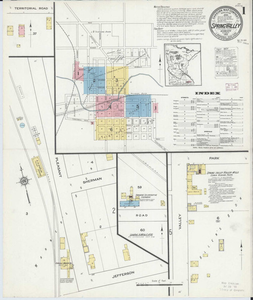 Spring Valley Minnesota 1915 - Fire Insurance Index - Old Map Reprint