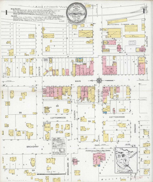 Stewartville Minnesota 1927 - Fire Insurance Index - Old Map Reprint