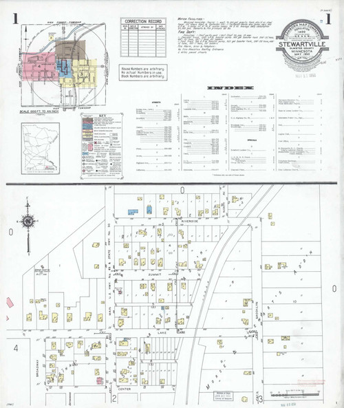 Stewartville Minnesota 1950 - Fire Insurance Index - Old Map Reprint