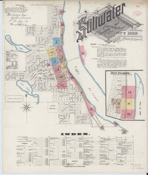 Stillwater Minnesota 1888 - Fire Insurance Index - Old Map Reprint